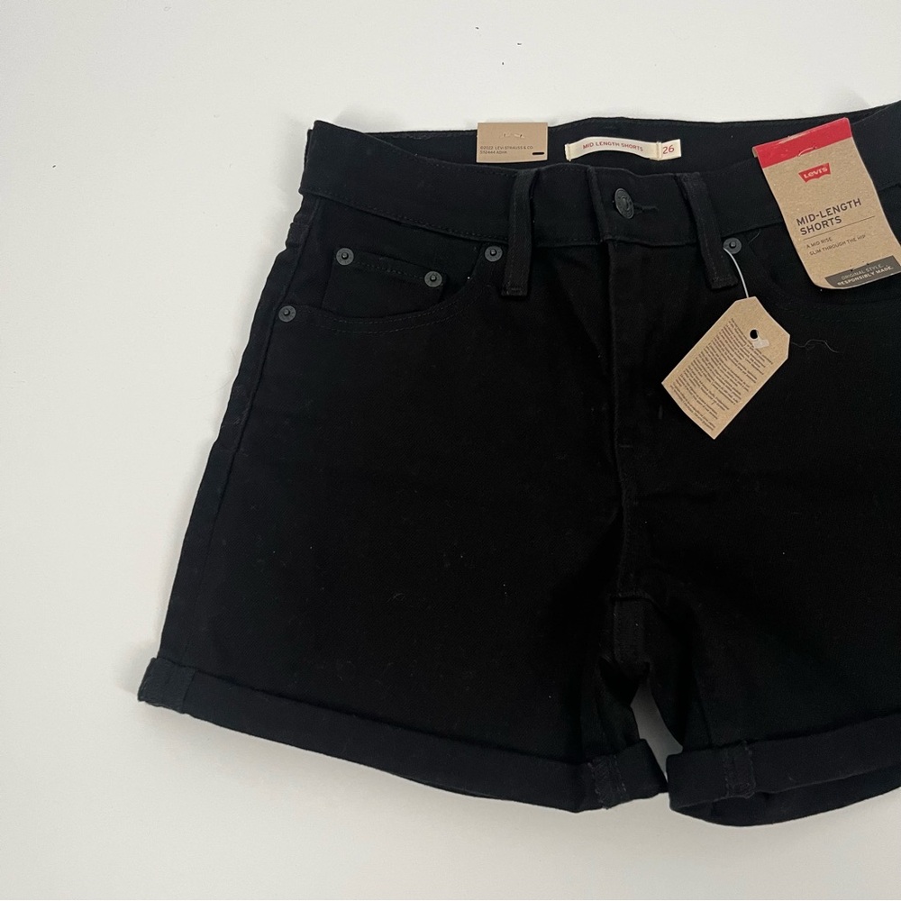 Levi's Mid-Length Shorts Mid Rise Black Denim Shorts 26 - Picture 4 of 11